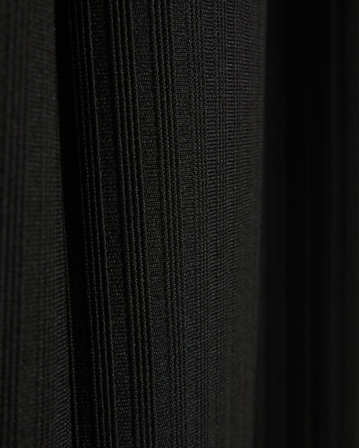 Black Wide Leg Cotton Textured Joggers