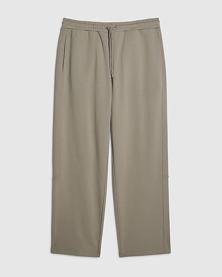 Grey Wide Leg Cotton Washed Joggers