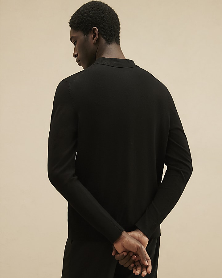 Black Button Through Knit Cardigan