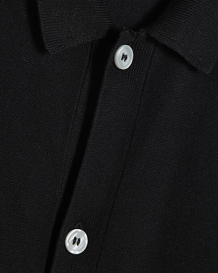 Black Button Through Knit Cardigan