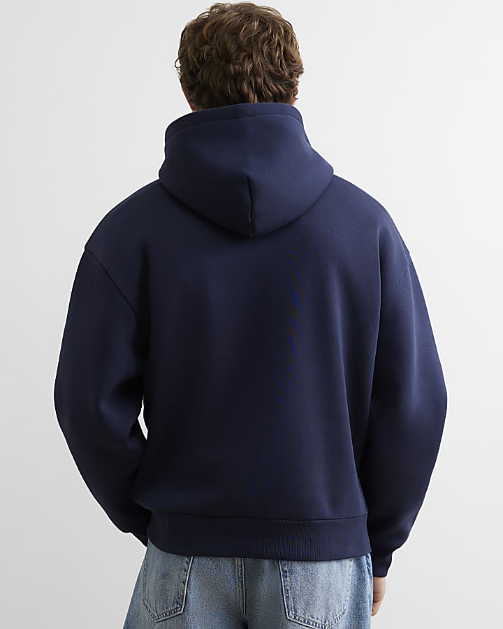 Navy Cotton Blend Prolific USA Check Hoodie