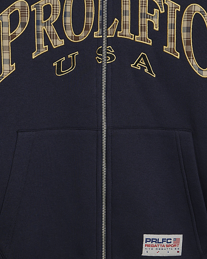 Navy Cotton Blend Prolific USA Check Hoodie