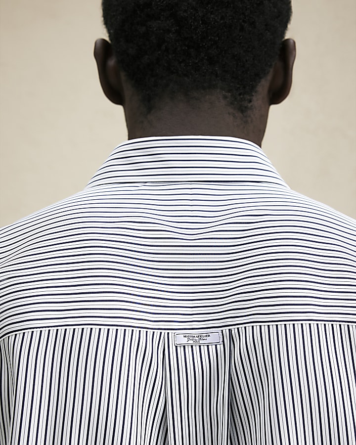 Blue Regular Fit Stripe Shirt