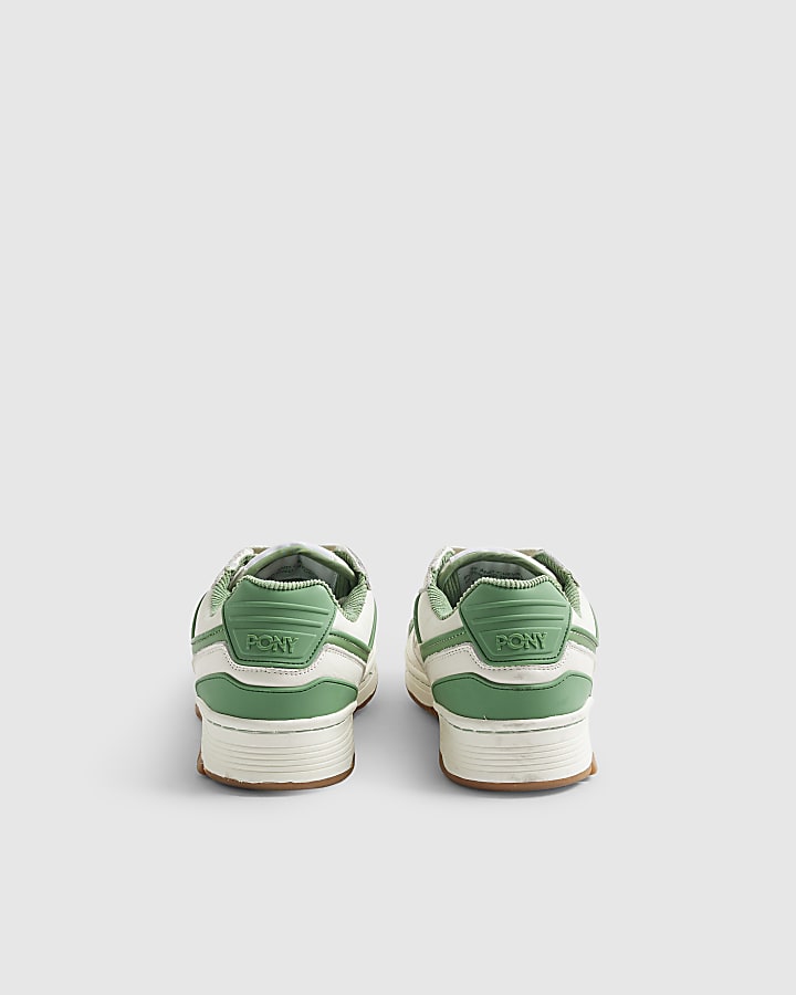 Green Pony Leather Lace Up Trainers