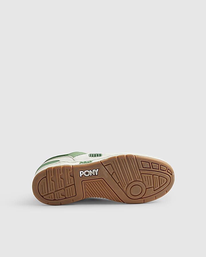 Green Pony Leather Lace Up Trainers