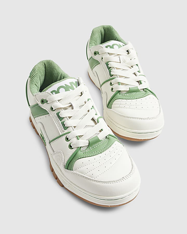 Green Pony Leather Lace Up Trainers