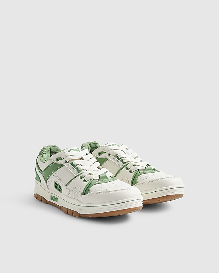 Green Pony Leather Lace Up Trainers