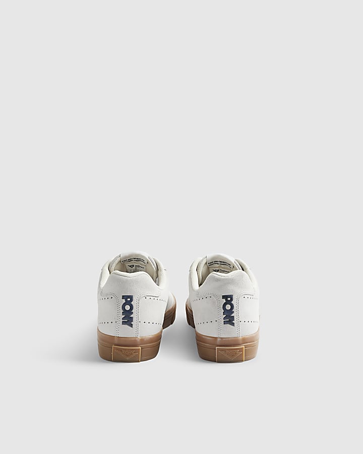 White Pony  Suede Gum Sole Lace Up Trainers