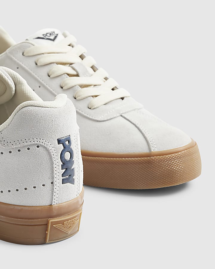 White Pony  Suede Gum Sole Lace Up Trainers