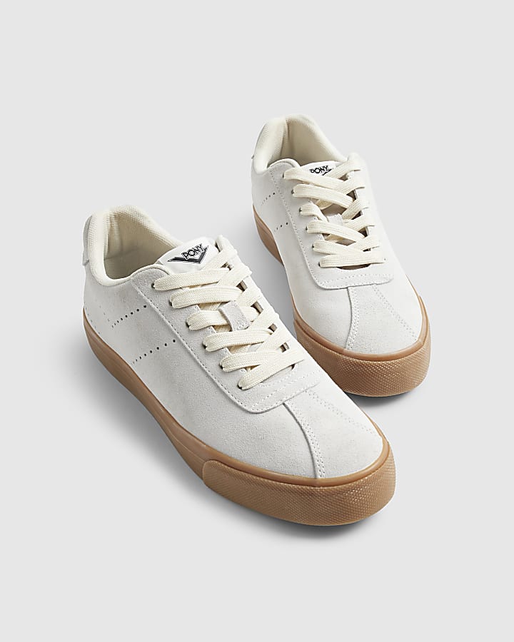 White Pony  Suede Gum Sole Lace Up Trainers