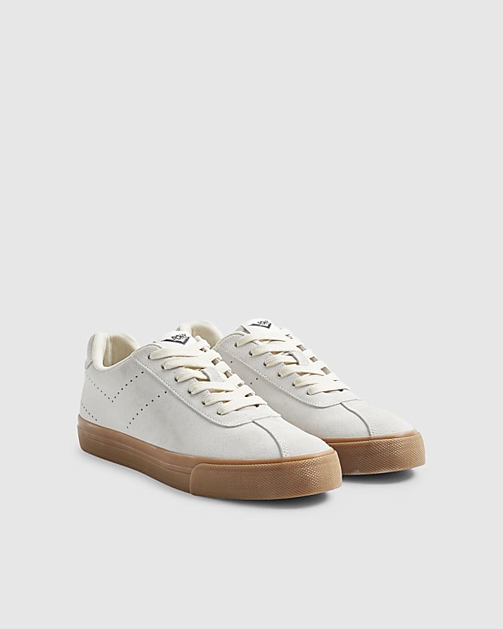 White Pony  Suede Gum Sole Lace Up Trainers