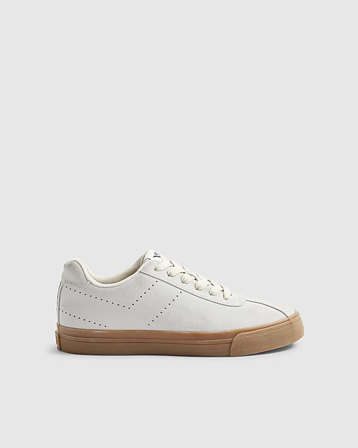 White Pony  Suede Gum Sole Lace Up Trainers
