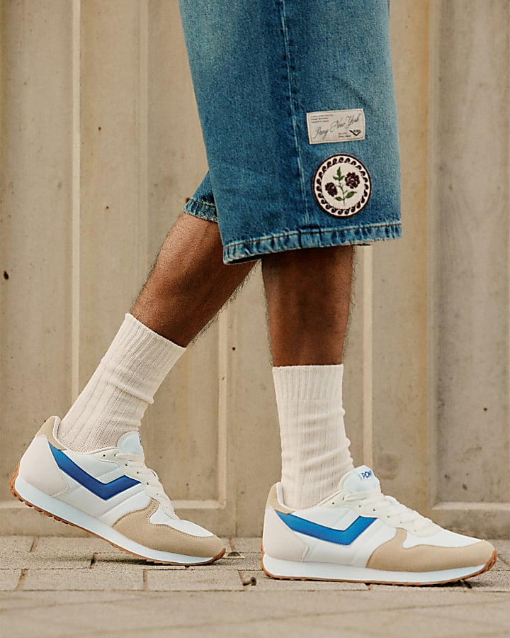 Blue Pony Leather Panel Runner Trainers