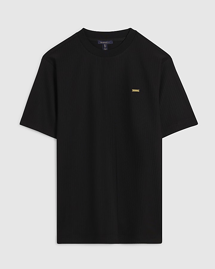 Black Slim Fit Vertical Stripe T-Shirt