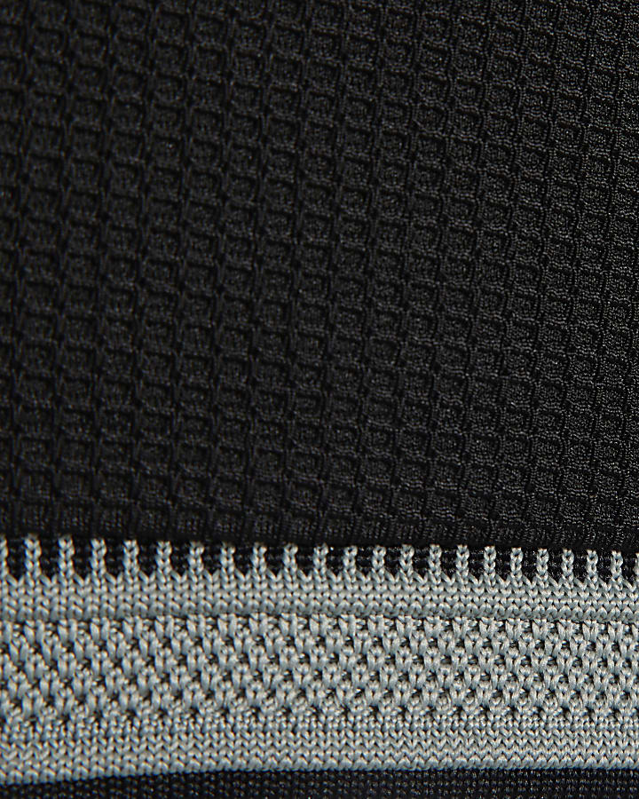 Black Slim Fit Cotton Zipped Polo Shirt