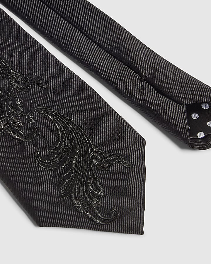Black Ornate Embroidered Tie