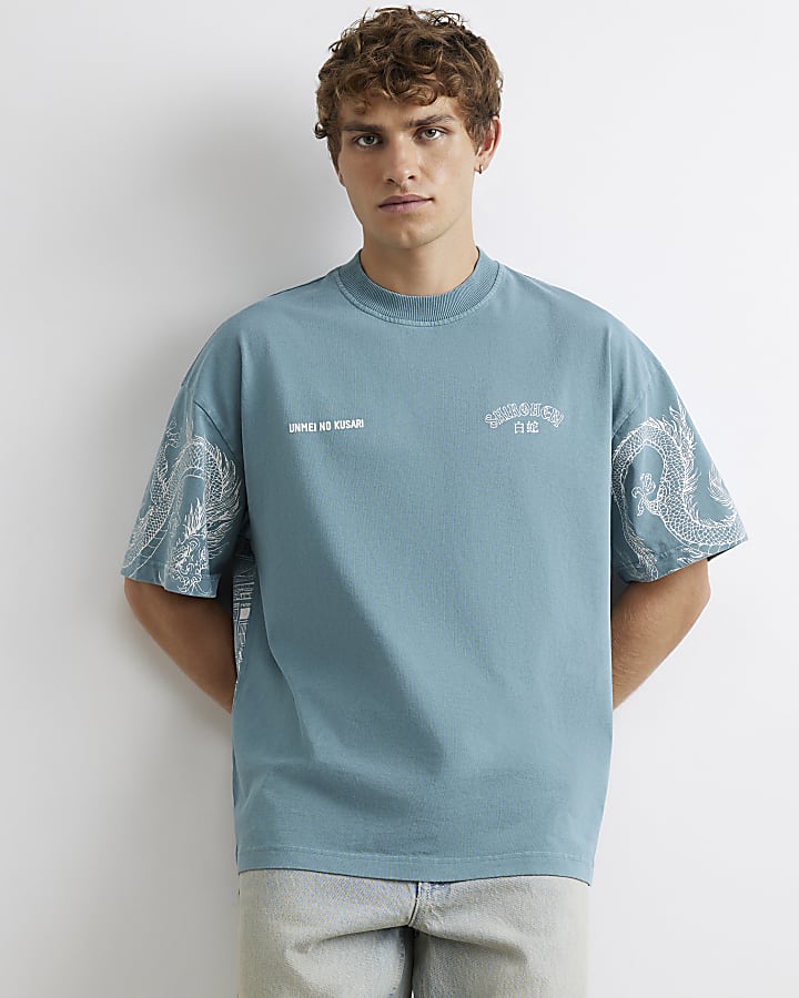 Blue Cotton Shirohebi Japanese T-Shirt