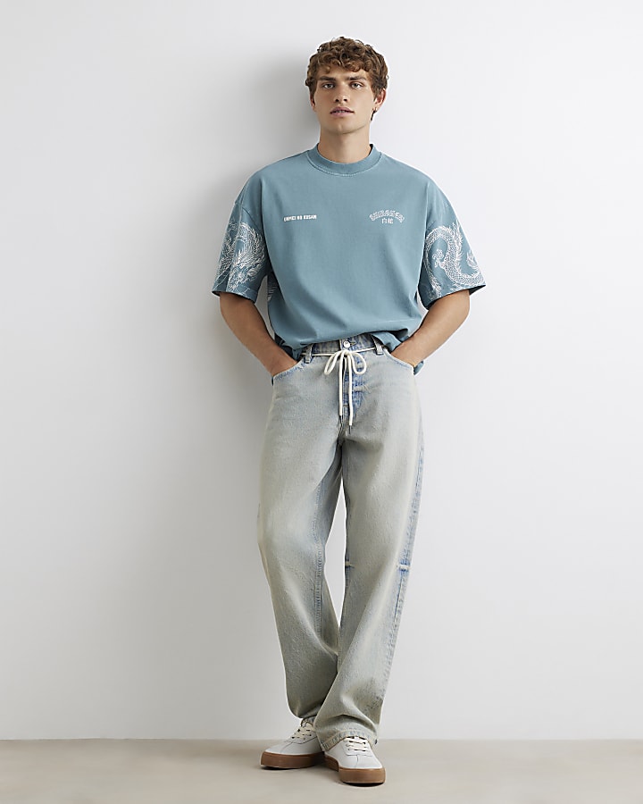 Blue Cotton Shirohebi Japanese T-Shirt