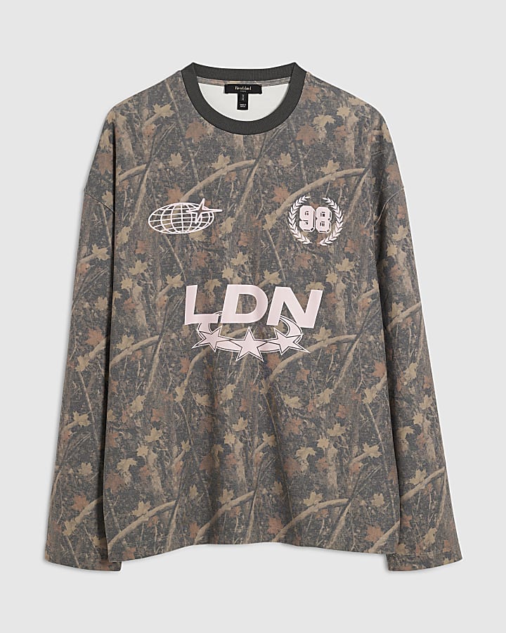 Khaki Cotton 98 LDN Camo Long Sleeve T-Shirt