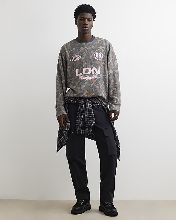 Khaki Cotton 98 LDN Camo Long Sleeve T-Shirt