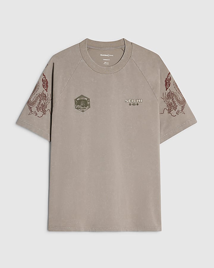 Grey Japanese Crest Ragan T-Shirt
