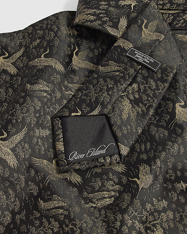 Black Japanese Tie and Hank Set