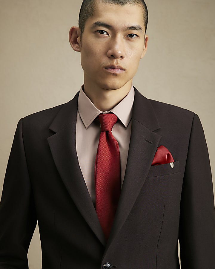 Orange Twill Tie and Handkerchief Set