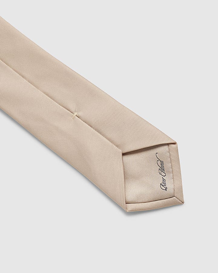 Beige Twill Tie And Printed Hanky Set