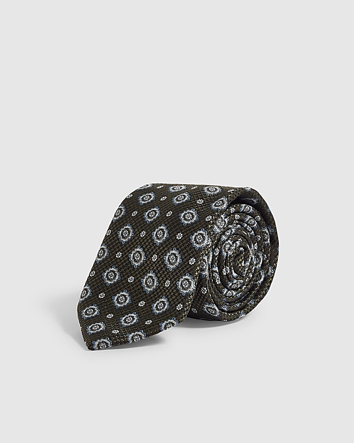 Green Geometric Jacquard Tie