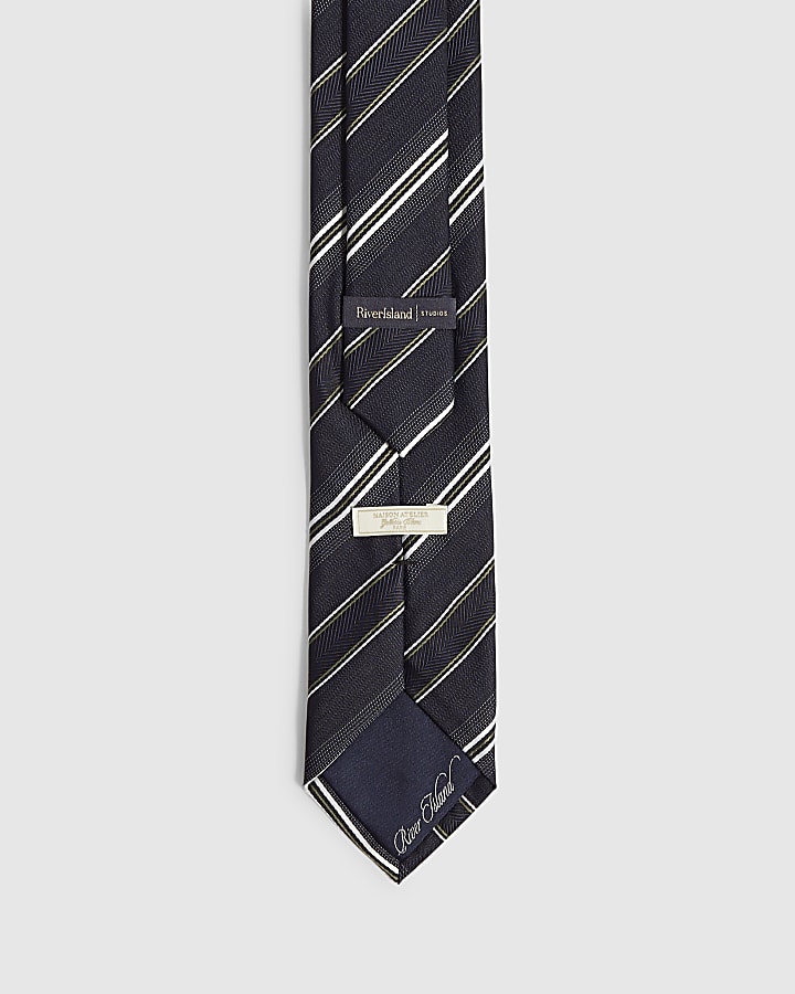 Navy Stripe Jacquard Tie