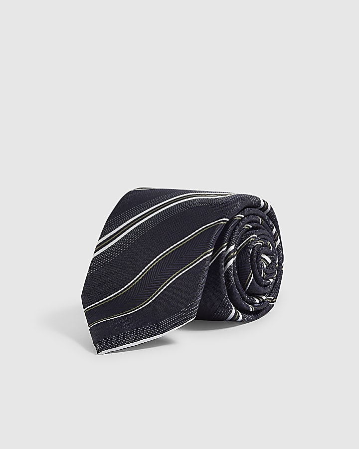 Navy Stripe Jacquard Tie