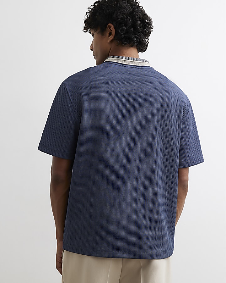 Blue Regular Fit Cotton Buttoned Shirt