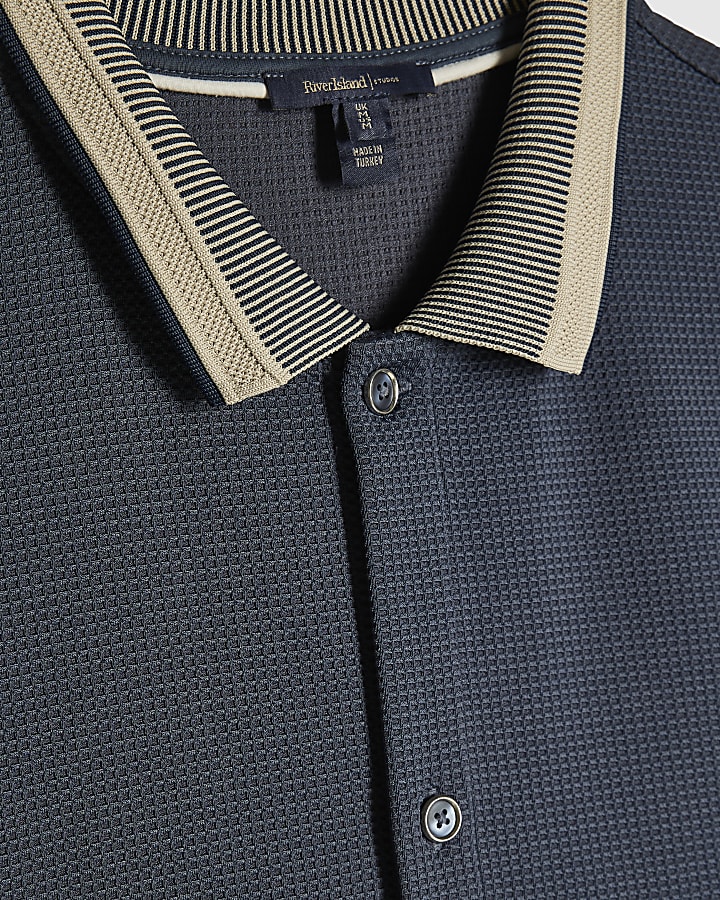Blue Regular Fit Cotton Buttoned Shirt