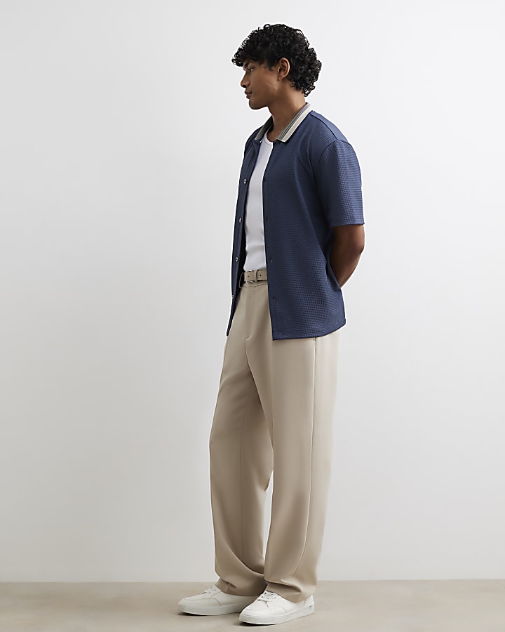 Blue Regular Fit Cotton Buttoned Shirt