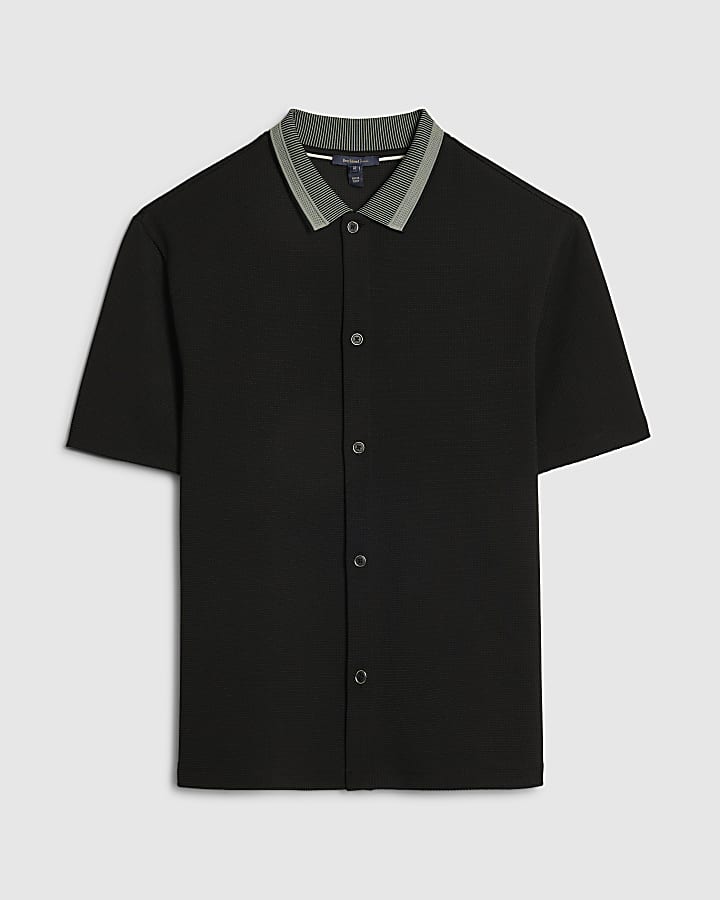 Black Regular Fit Cotton Buttoned Shirt