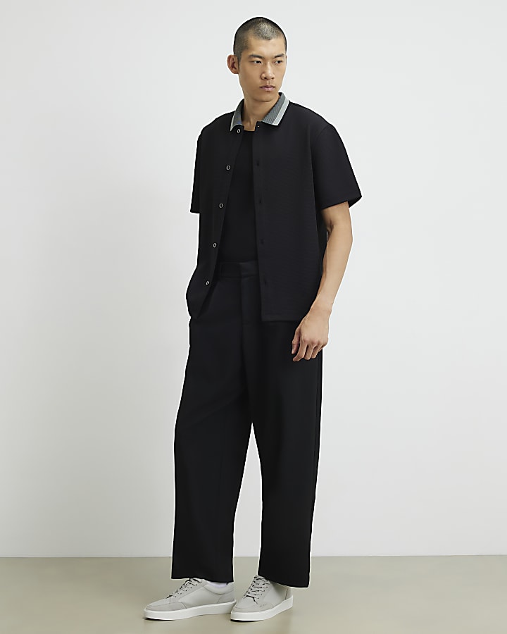 Black Regular Fit Cotton Buttoned Shirt