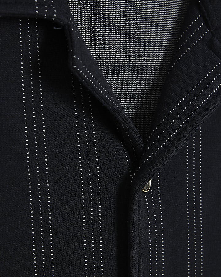 Navy Regular Fit Cotton Pinstripe Shirt