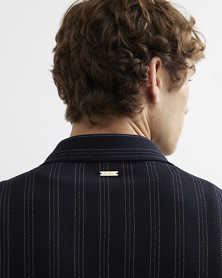 Navy Regular Fit Cotton Pinstripe Shirt