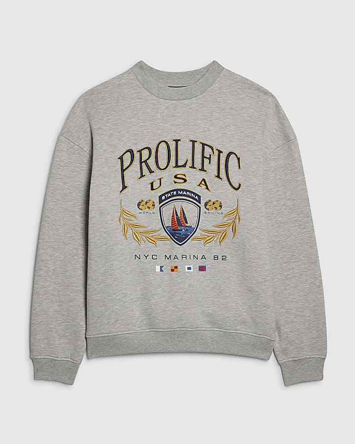 Grey Cotton Prolific Nautical Sweatshirt