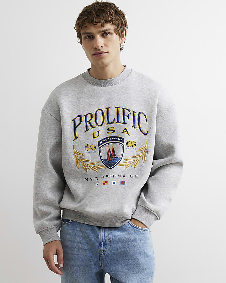 Grey Cotton Prolific Nautical Sweatshirt