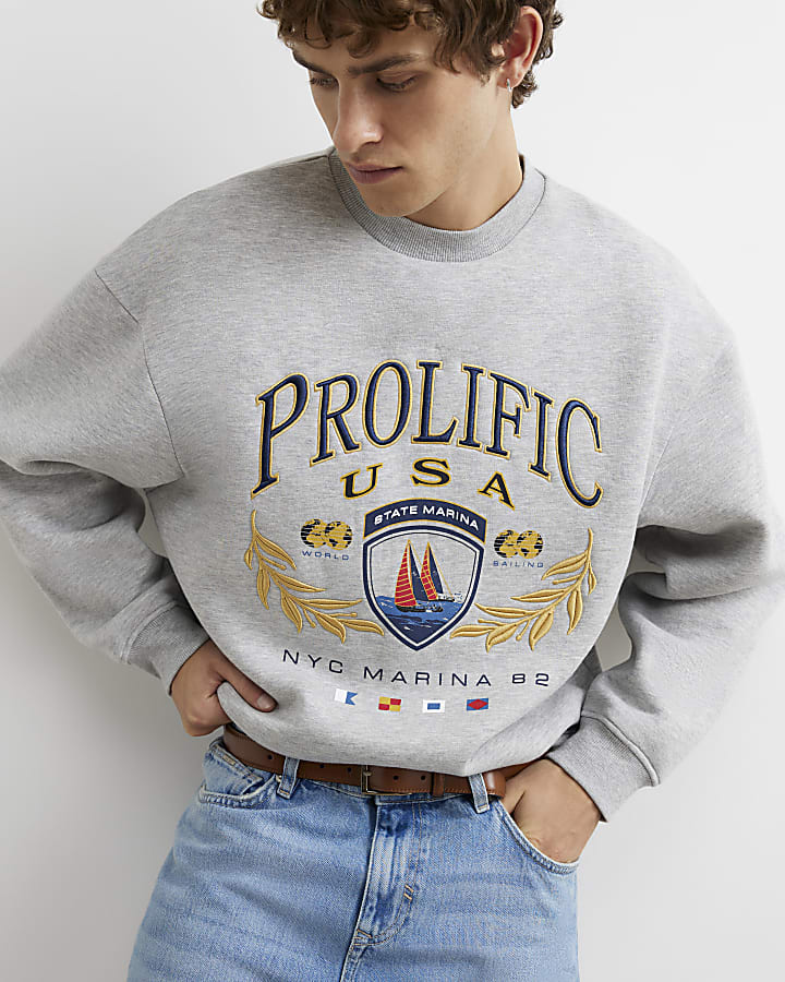 Grey Cotton Prolific Nautical Sweatshirt