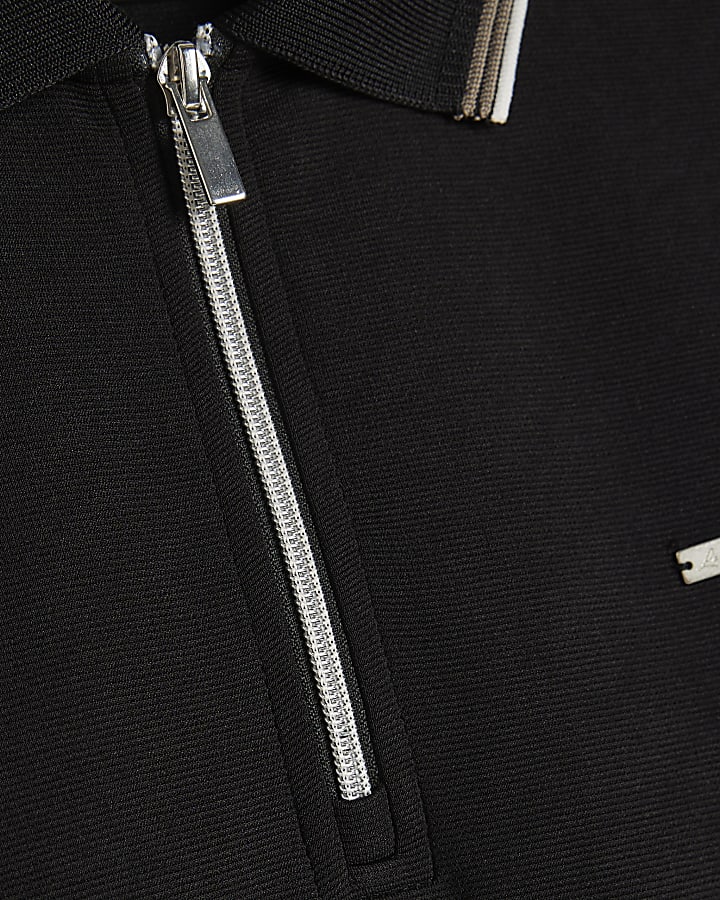 Black Slim Fit Cotton Tipped Polo Shirt
