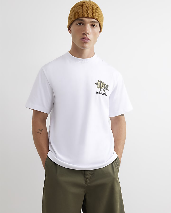 White Cotton Marseille Floral T-Shirt