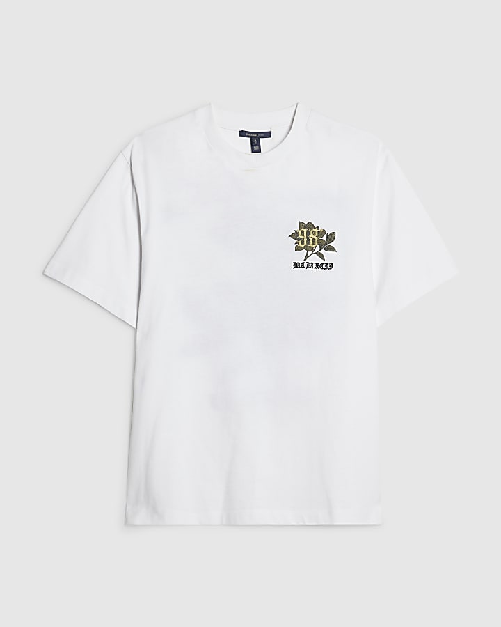 White Cotton Marseille Floral T-Shirt