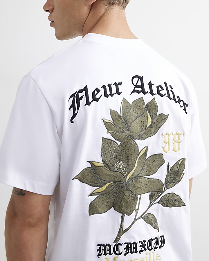 White Cotton Marseille Floral T-Shirt
