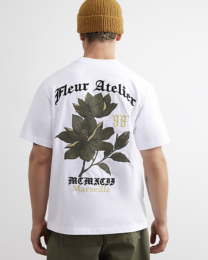 White Cotton Marseille Floral T-Shirt