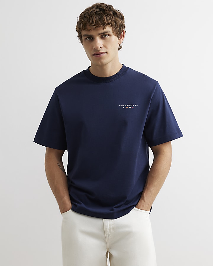 Navy Cotton Prolific Flags T-Shirt