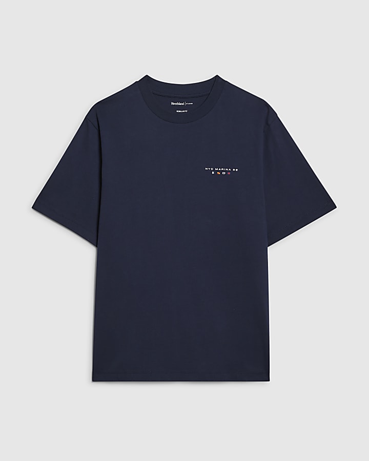 Navy Cotton Prolific Flags T-Shirt