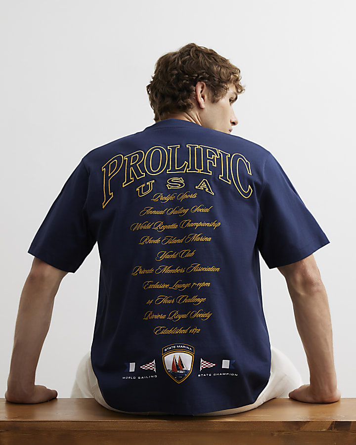 Navy Cotton Prolific Flags T-Shirt