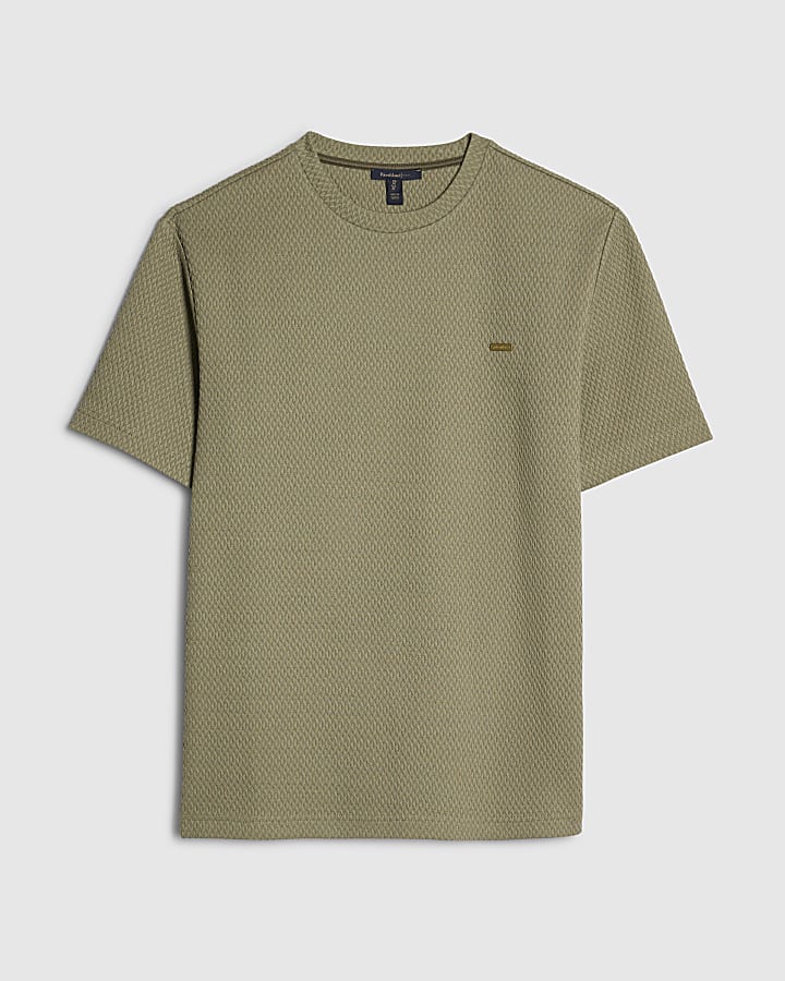 Green Slim Fit Triangle Textured T-Shirt